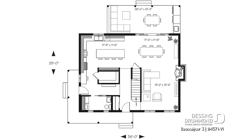 Rez-de-chaussée - Maison de campagne, 3 chambres, grand îlot, garde-manger, foyer, cuisine extérieure sur terrasse abritée - Beauséjour 3