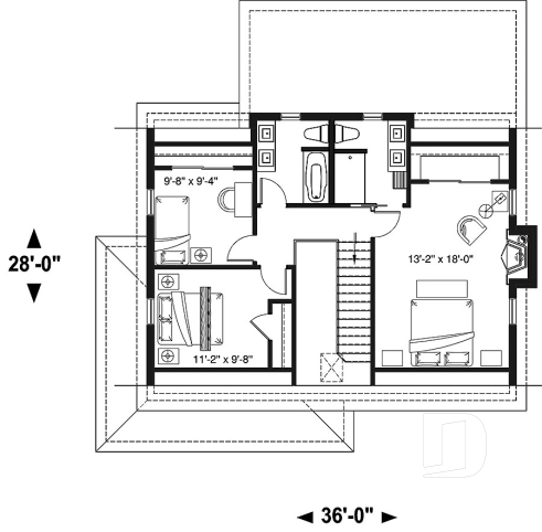 Étage - Modèle de maison champêtre, 3 chambres, îlot et garde-manger, 2 s. de bain à l'étage, grande galerie abritée - Beauséjour 4