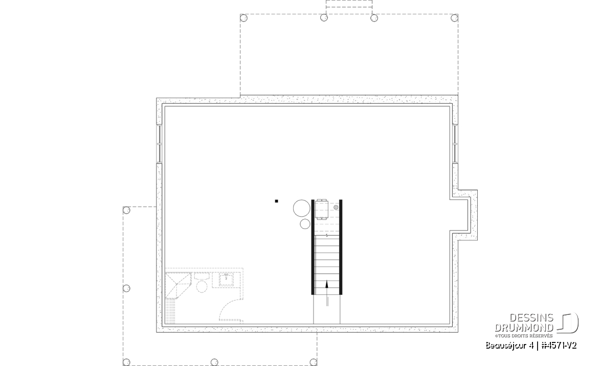Sous-sol aménageable - Plan de maison de campagne, 3 à 4 chambres, grande terrasse, sous-sol aménagé optionnel  - Beauséjour 4