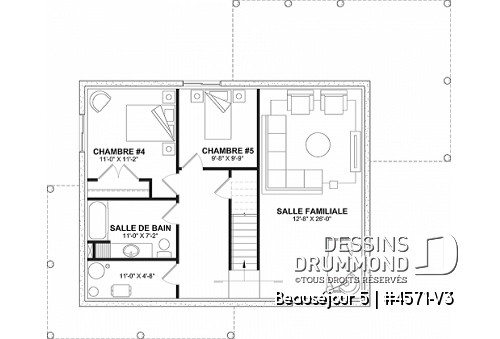 Sous-sol aménagé - Farmhouse avec sous-sol fini (optionnel $), 2 à 5 chambres et 2 salles de séjour, parfaite pour familles - Beauséjour 5