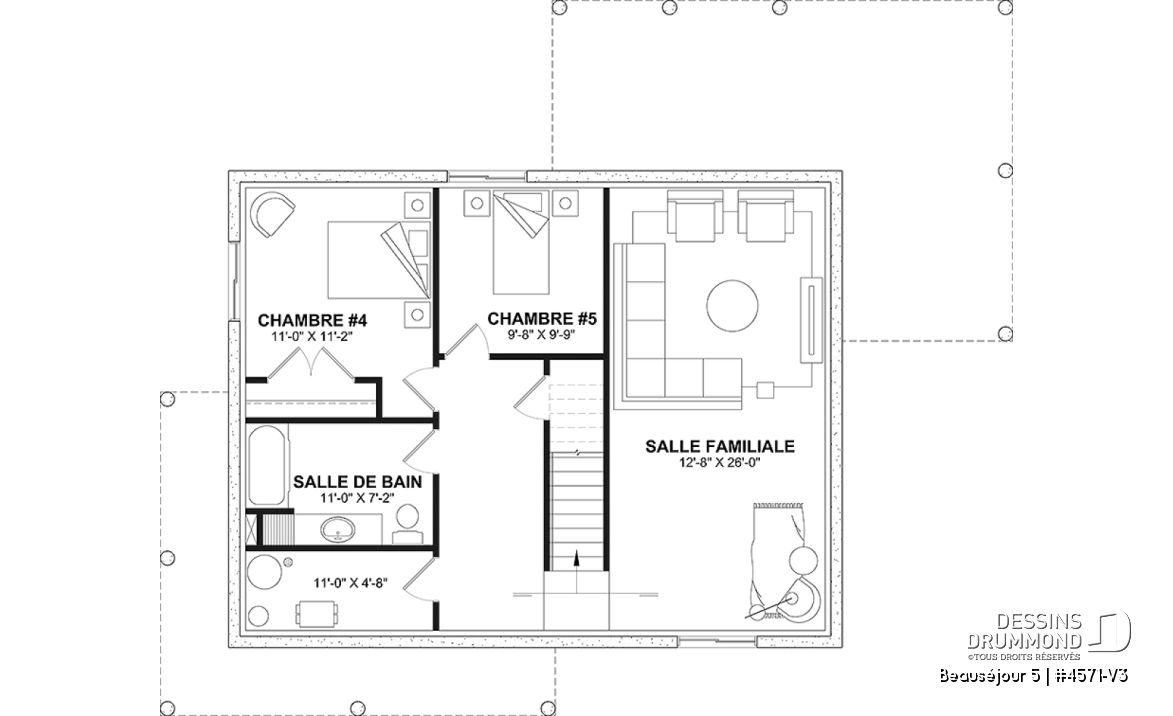 Sous-sol aménagé (Optionel $) - Farmhouse avec sous-sol fini (optionnel $), 2 à 5 chambres et 2 salles de séjour, parfaite pour familles - Beauséjour 5