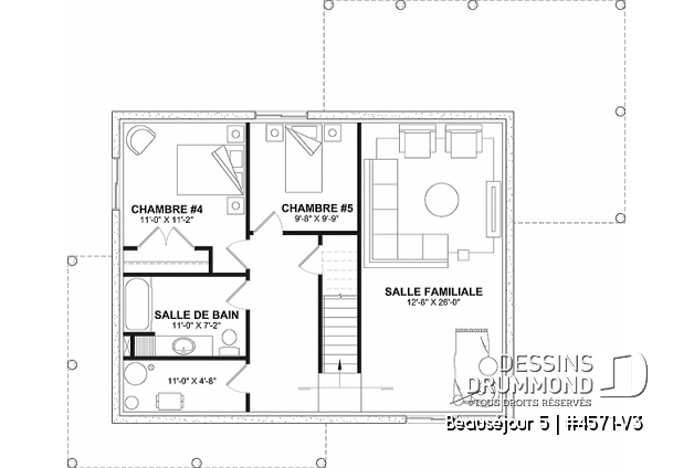 Sous-sol aménagé (Optionel $) - Farmhouse avec sous-sol fini (optionnel $), 2 à 5 chambres et 2 salles de séjour, parfaite pour familles - Beauséjour 5