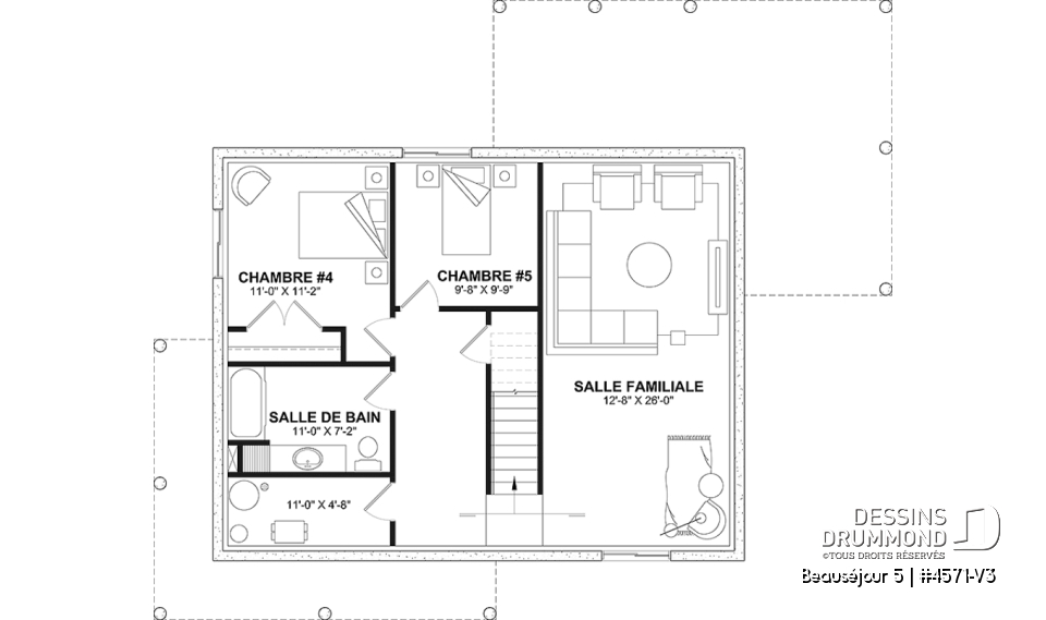Sous-sol aménagé (Optionel $) - Farmhouse avec sous-sol fini (optionnel $), 2 à 5 chambres et 2 salles de séjour, parfaite pour familles - Beauséjour 5