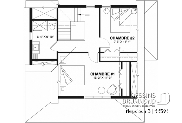 Étage - Cottage champêtre de 2 chambres avec galerie arbitrée sur 2 façades - Napoléon 3