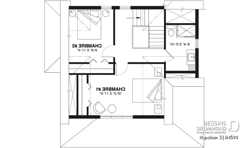 Étage - Cottage champêtre de 2 chambres avec galerie arbitrée sur 2 façades - Napoléon 3