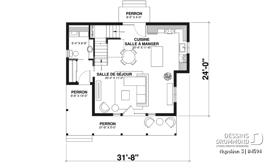 Rez-de-chaussée - Cottage champêtre de 2 chambres avec galerie arbitrée sur 2 façades - Napoléon 3