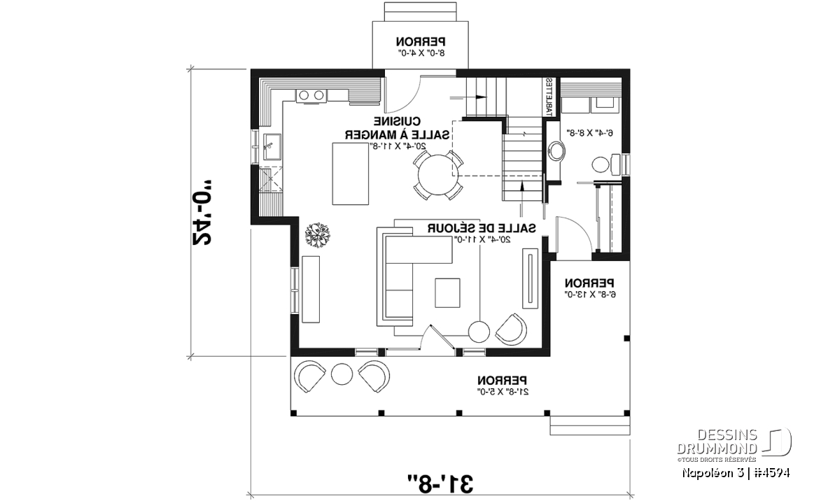 Rez-de-chaussée - Cottage champêtre de 2 chambres avec galerie arbitrée sur 2 façades - Napoléon 3