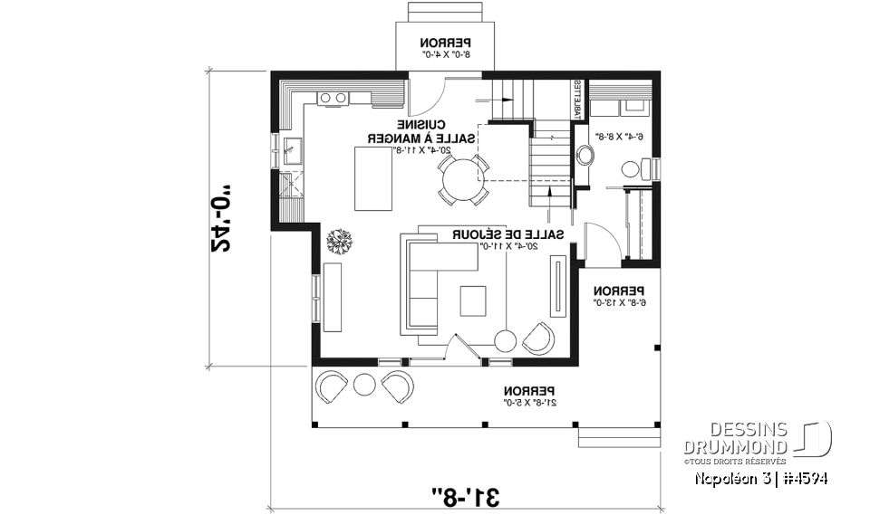 Rez-de-chaussée - Cottage champêtre de 2 chambres avec galerie arbitrée sur 2 façades - Napoléon 3