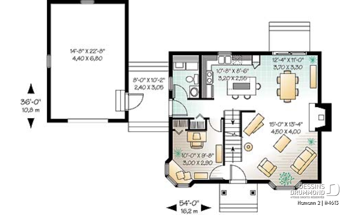 Rez-de-chaussée - Maison de campagne de 2 chambres + un bureau, garage, salle familiale avec foyer  - Hamann 2