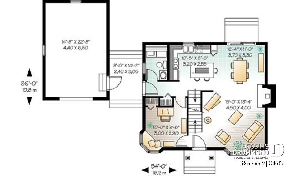 Rez-de-chaussée - Maison de campagne de 2 chambres + un bureau, garage, salle familiale avec foyer  - Hamann 2