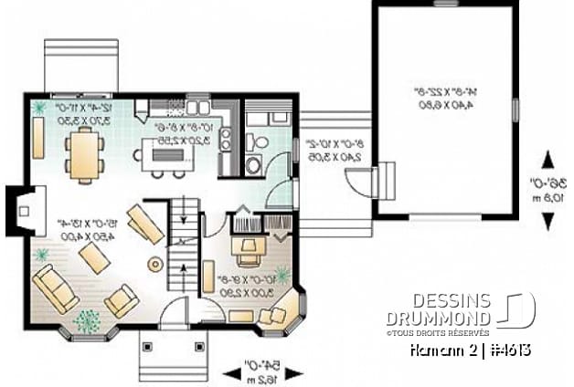 Rez-de-chaussée - Maison de campagne de 2 chambres + un bureau, garage, salle familiale avec foyer  - Hamann 2