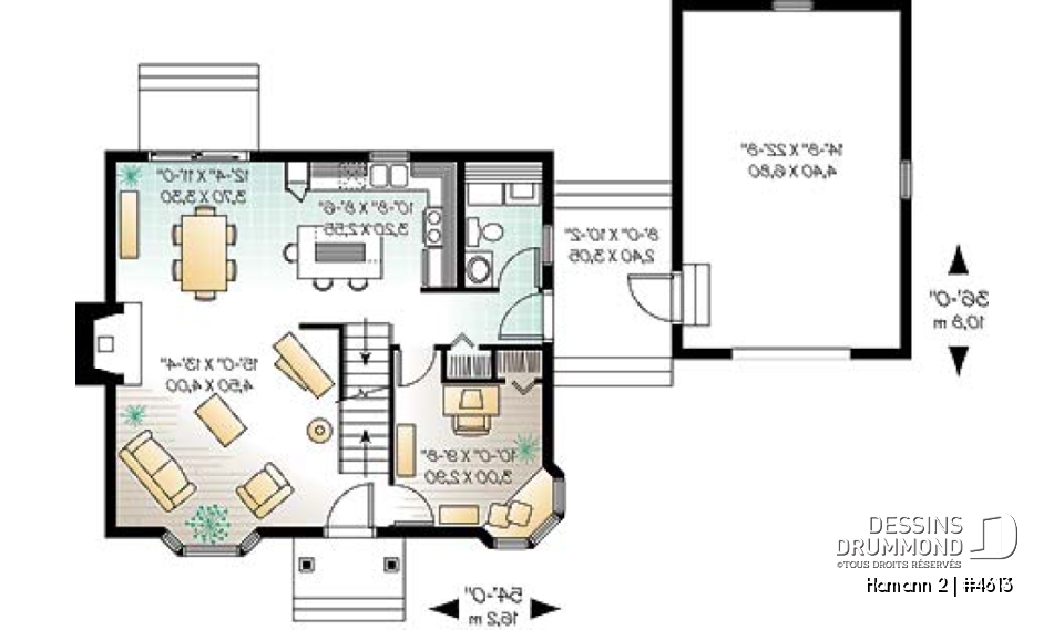 Rez-de-chaussée - Maison de campagne de 2 chambres + un bureau, garage, salle familiale avec foyer  - Hamann 2