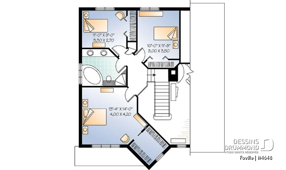 Étage - Grand walk-in à la ch. des maîtres, foyer au salon, espace ouvert  - Foville