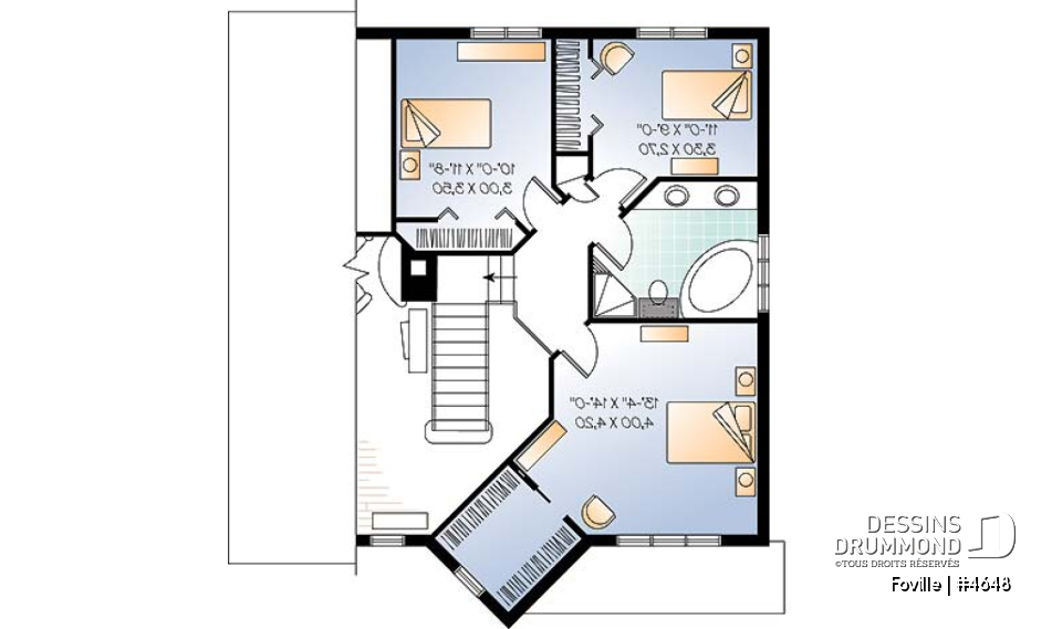 Étage - Grand walk-in à la ch. des maîtres, foyer au salon, espace ouvert  - Foville