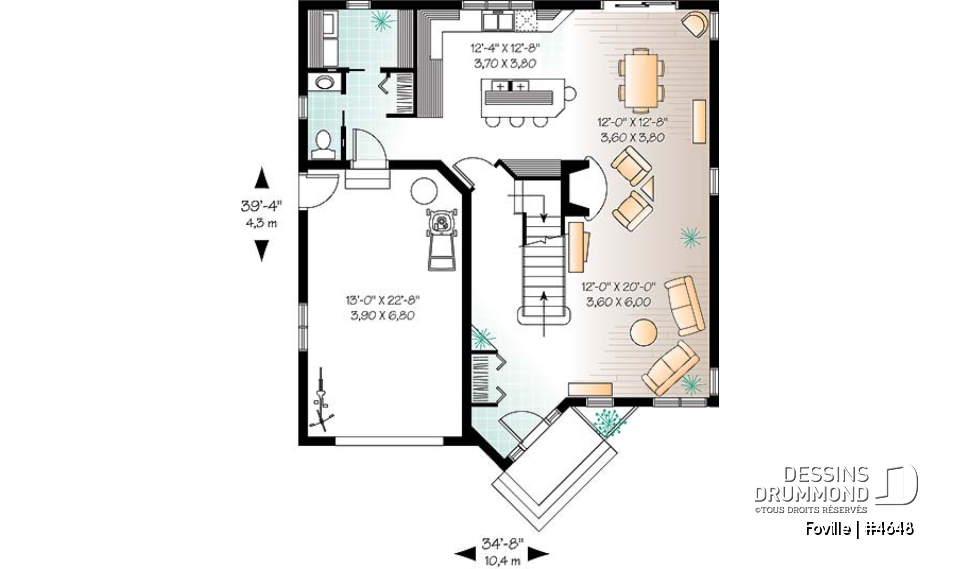 Rez-de-chaussée - Grand walk-in à la ch. des maîtres, foyer au salon, espace ouvert  - Foville