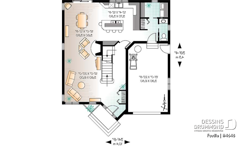 Rez-de-chaussée - Grand walk-in à la ch. des maîtres, foyer au salon, espace ouvert  - Foville