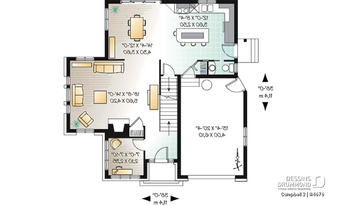 Rez-de-chaussée - Modèle de maison à étage, garage, terrain étroit, 3 chambres, 2.5 s.bain &amp; buanderie à l'étage, foyer, bureau - Campbell 2
