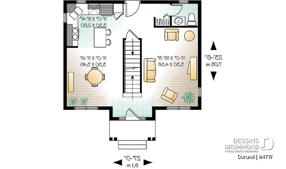 Rez-de-chaussée - Plan de maison à étage, petit budget. 2 chambres avec walk-in, salle de lavage à l’étage, cuisine avec îlot. - Duranel