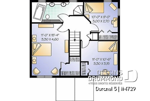 Étage - Plan de petit cttage confortable avec 3 chambres et une belle salle à dîner séparée - Duranel 5