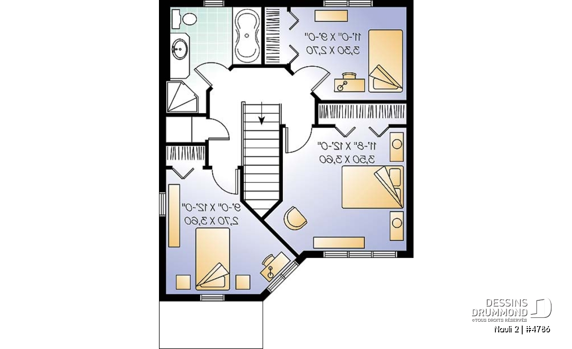 Étage - Plan de maison 2 étages, entrée chaleureuse, 3 chambres, espace ouvert - Nauli 2