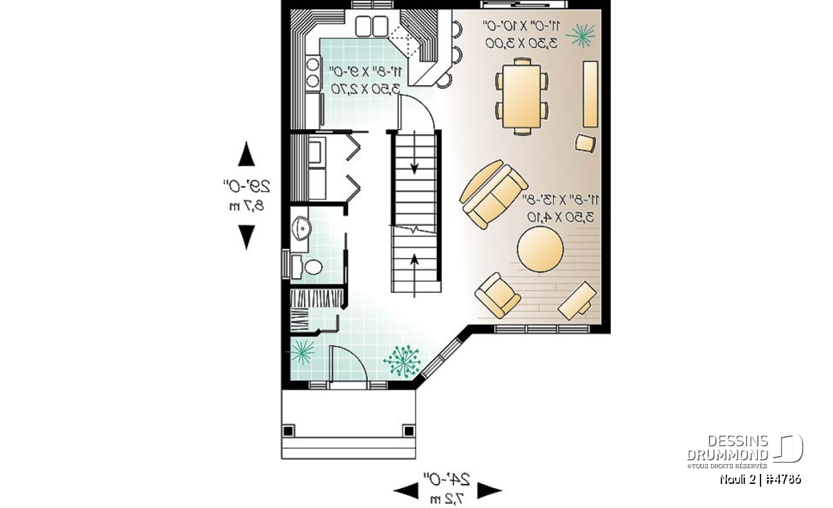 Rez-de-chaussée - Plan de maison 2 étages, entrée chaleureuse, 3 chambres, espace ouvert - Nauli 2
