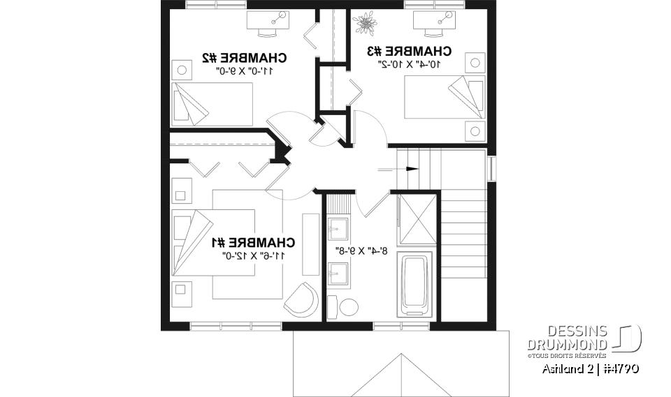 Étage - Modèle de maison 2 étages abordable, 3 à 4 chambres, fenestration abondante, sous-sol aménagé optionnel ($) - Ashland 2