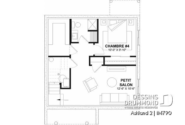 Sous-sol aménagé - Maison 2 étages abordable, 3 chambres, fenestration abondante - Ashland 2