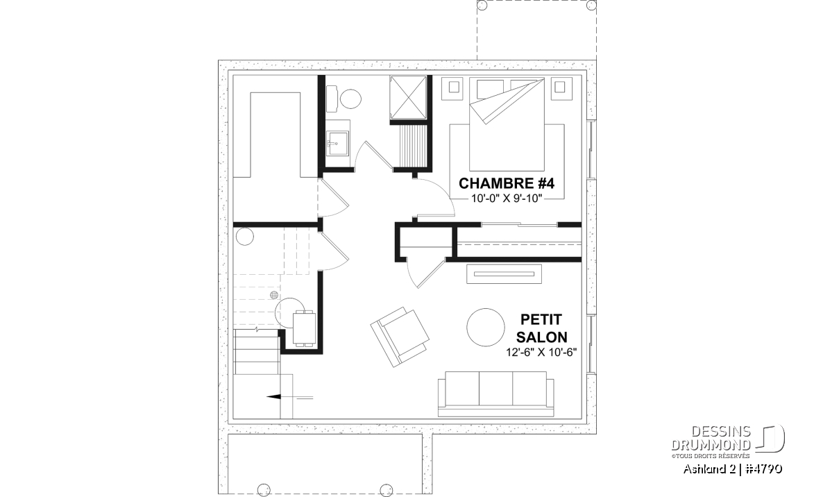 Sous-sol aménagé (Optionel $) - Modèle de maison 2 étages abordable, 3 à 4 chambres, fenestration abondante, sous-sol aménagé optionnel ($) - Ashland 2