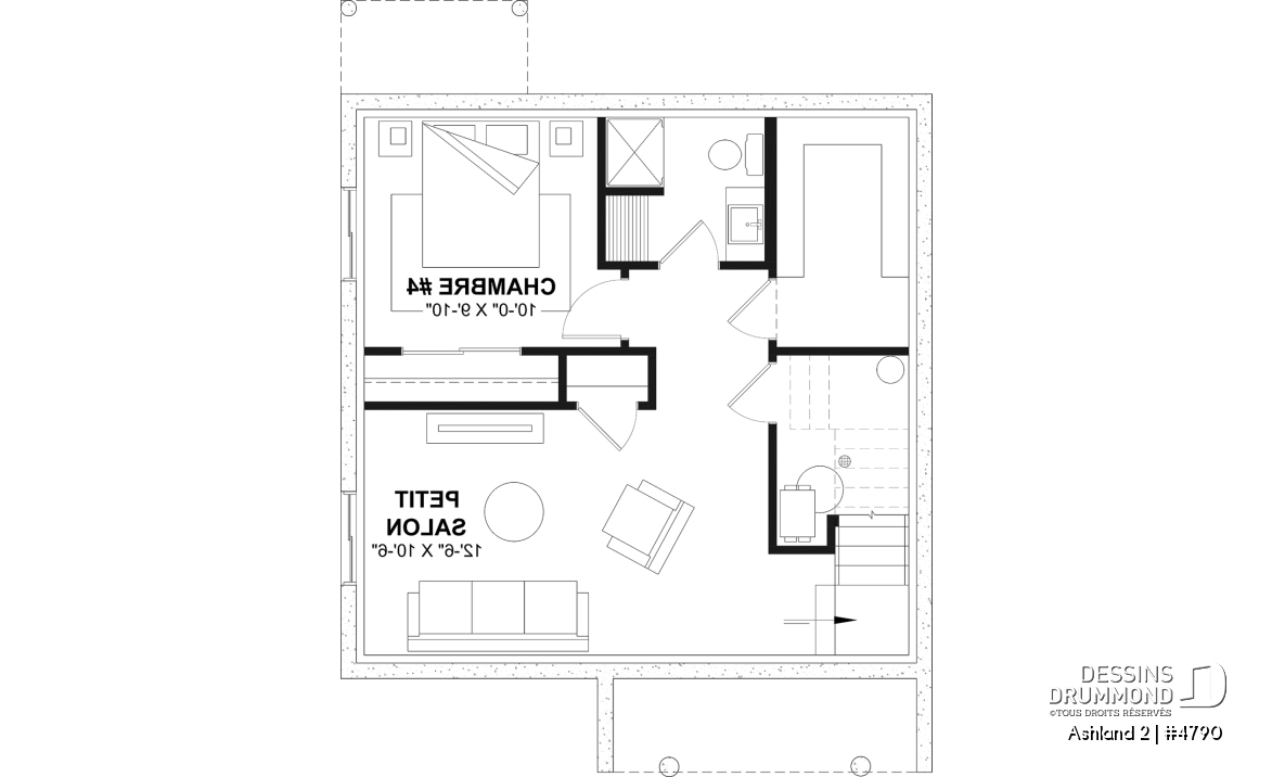 Sous-sol aménagé (Optionel $) - Modèle de maison 2 étages abordable, 3 à 4 chambres, fenestration abondante, sous-sol aménagé optionnel ($) - Ashland 2