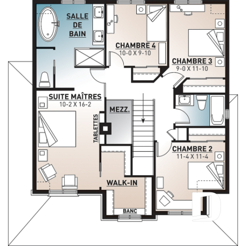 Étage - Maison de 4 chambres, 2 séjours et suite des maîtres avec bureau privé - Lionel 2