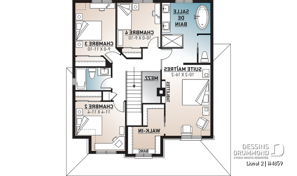 Étage - Maison de 4 chambres, 2 séjours et suite des maîtres avec bureau privé - Lionel 2