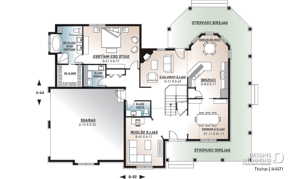 Rez-de-chaussée - Superbe modèle de maison 4 chambres, Farmhouse américaine, grande suite des parents au rez-de-chaussée - Tristan