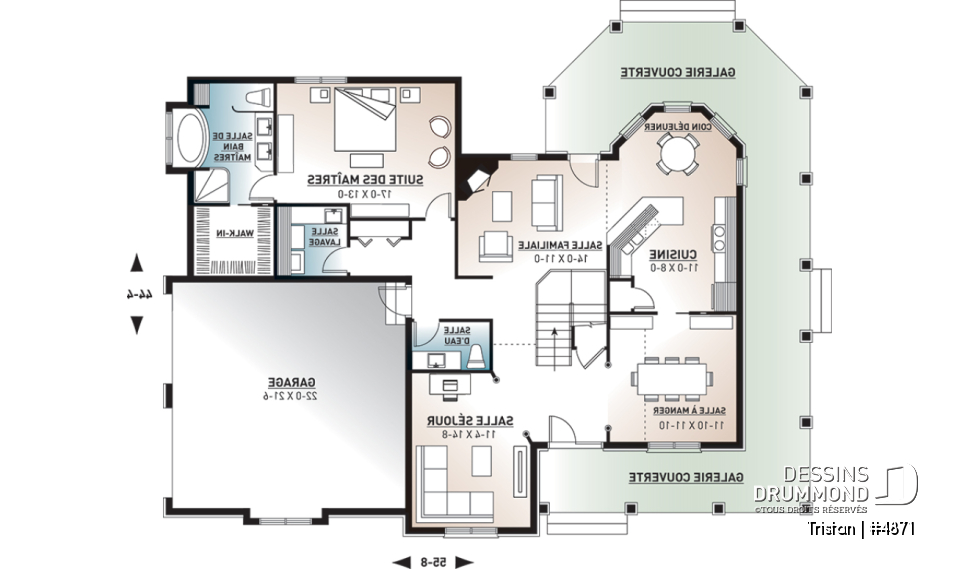 Rez-de-chaussée - Superbe modèle de maison 4 chambres, Farmhouse américaine, grande suite des parents au rez-de-chaussée - Tristan