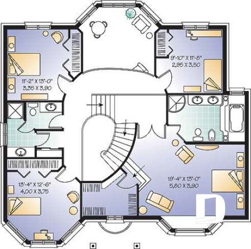 Étage - Maison de 4 chambres dont suite des maîtres, coin déjeuner et garage - Rocroy 2