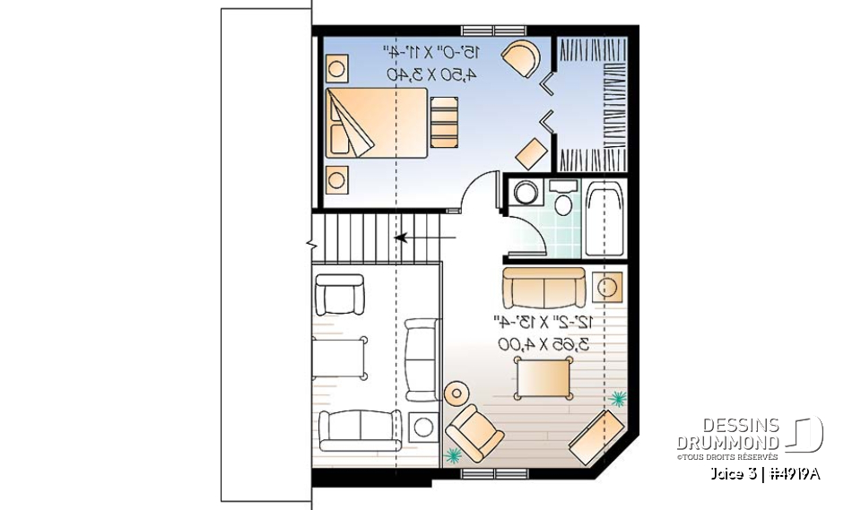 Étage - Maison champêtre avec 2 ou 3 chambres, belle luminosité et grande terrasse abritée - Joice 3
