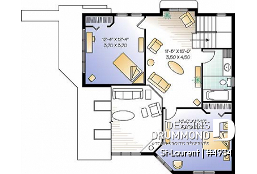 Étage - Plan de chalet lumineux, 3 chambres avec 2 salles de séjour et mezzanine, garage - Clearview 2