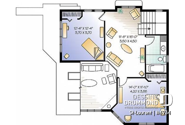 Étage - Plan de chalet lumineux, 3 chambres avec 2 salles de séjour et mezzanine, garage - Clearview 2