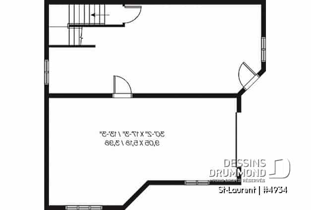 Sous-sol - Plan de chalet lumineux, 3 chambres avec 2 salles de séjour et mezzanine, garage - Clearview 2