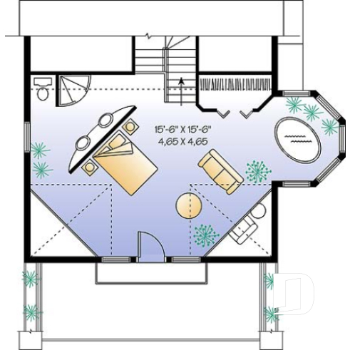 Étage option 1 - Chalet à aire ouverte avec coin pour spa intérieur et option 1 ou 2 chambres - Jetty 2