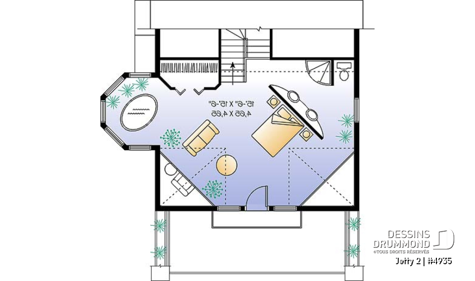 Étage option 1 - Chalet à aire ouverte avec coin pour spa intérieur et option 1 ou 2 chambres - Jetty 2