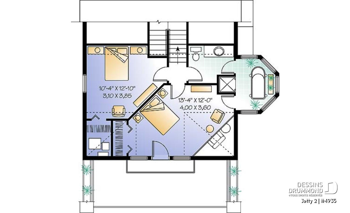 Étage option 2 - Chalet à aire ouverte avec coin pour spa intérieur et option 1 ou 2 chambres - Jetty 2