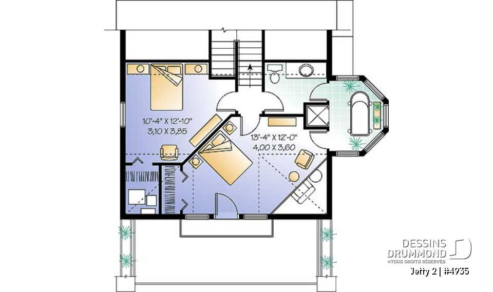 Étage option 2 - Chalet à aire ouverte avec coin pour spa intérieur et option 1 ou 2 chambres - Jetty 2