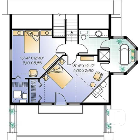 Étage option 2 - Chalet à aire ouverte avec coin pour spa intérieur et option 1 ou 2 chambres - Jetty 2