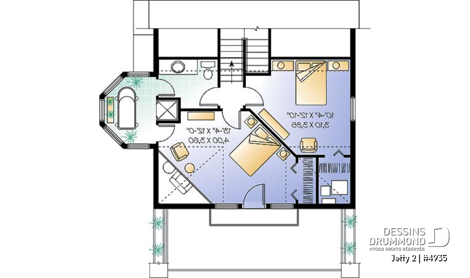 Étage option 2 - Chalet à aire ouverte avec coin pour spa intérieur et option 1 ou 2 chambres - Jetty 2