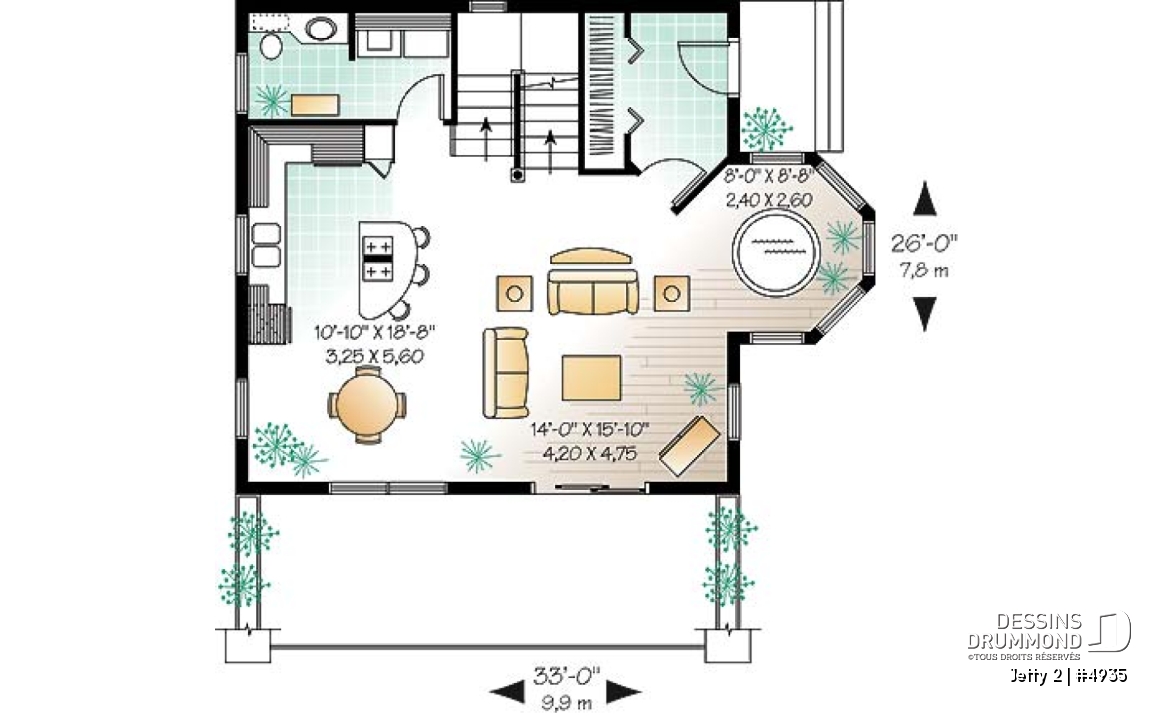 Rez-de-chaussée - Chalet à aire ouverte avec coin pour spa intérieur et option 1 ou 2 chambres - Jetty 2