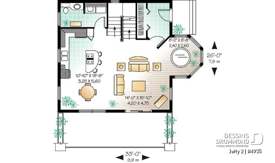 Rez-de-chaussée - Chalet à aire ouverte avec coin pour spa intérieur et option 1 ou 2 chambres - Jetty 2