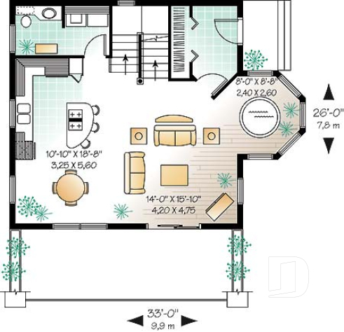 Rez-de-chaussée - Chalet à aire ouverte avec coin pour spa intérieur et option 1 ou 2 chambres - Jetty 2