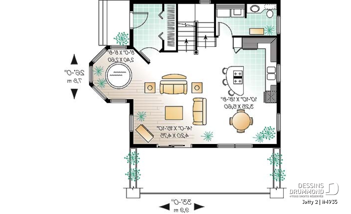 Rez-de-chaussée - Chalet à aire ouverte avec coin pour spa intérieur et option 1 ou 2 chambres - Jetty 2