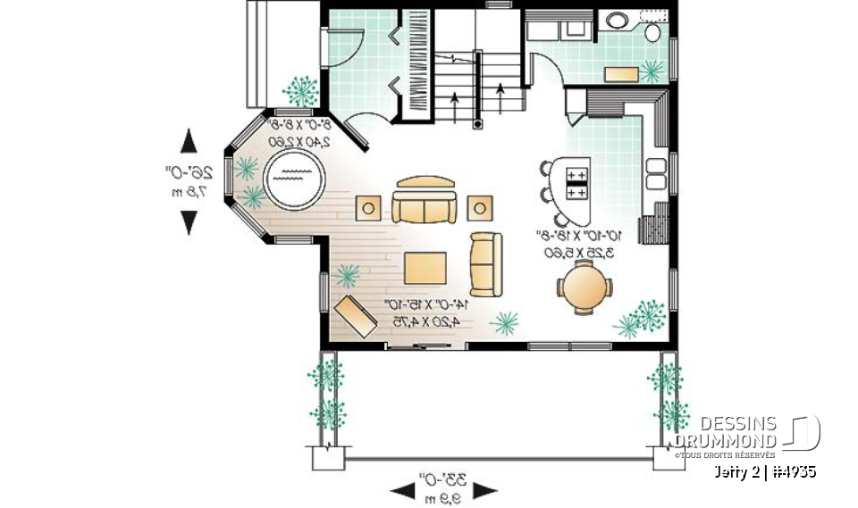 Rez-de-chaussée - Chalet à aire ouverte avec coin pour spa intérieur et option 1 ou 2 chambres - Jetty 2