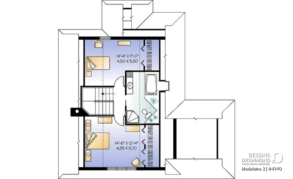 Étage - Très populaire plan de chalet 2 chambres avec abri-moustiquaire et foyer imposant,superbe terrasse - Madelaine 2